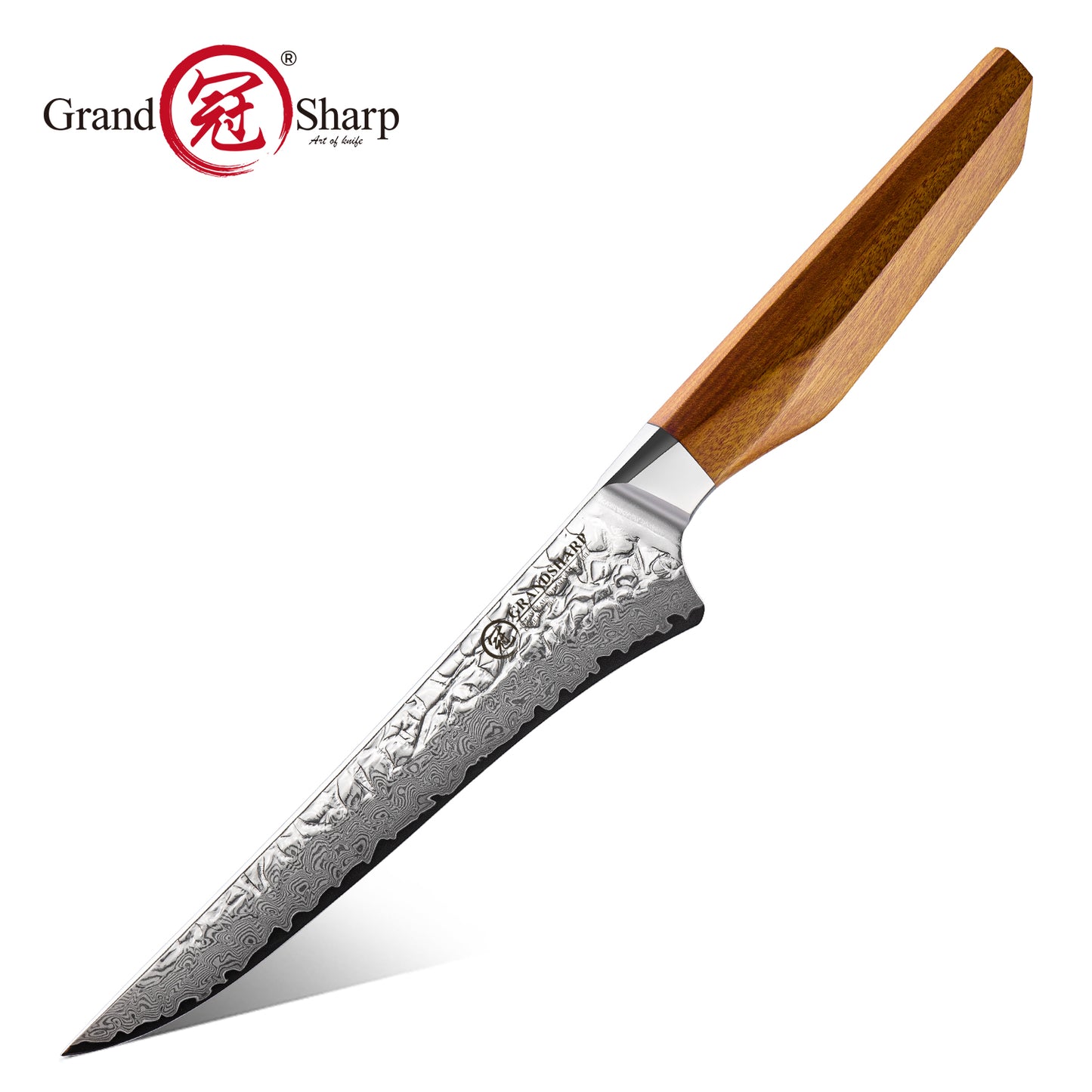 Grandsharp Custom Rose Wood Handle Damascus Boning Knife