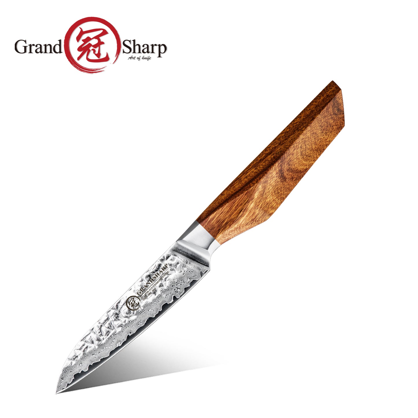 Grandsharp Custom Rose Wood Handle Damascus Paring Petty Knife