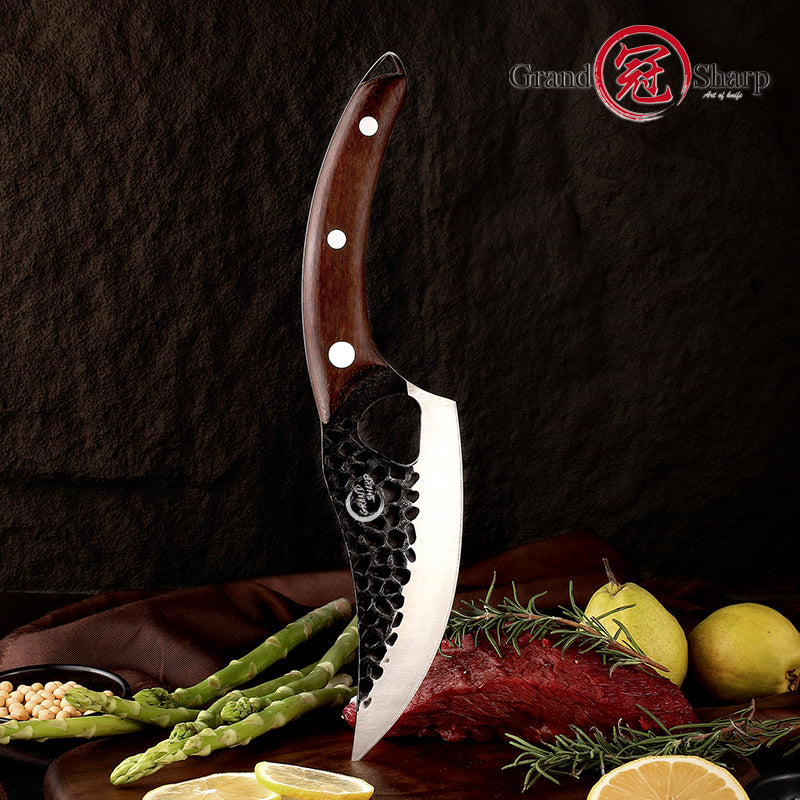 6 Inch Boning Knife Stainless Steel Cleaver Handmade Kitchen Knife Forged Steel Serbian Chef Knife Outdoor Knife Tool GRANDSHARP