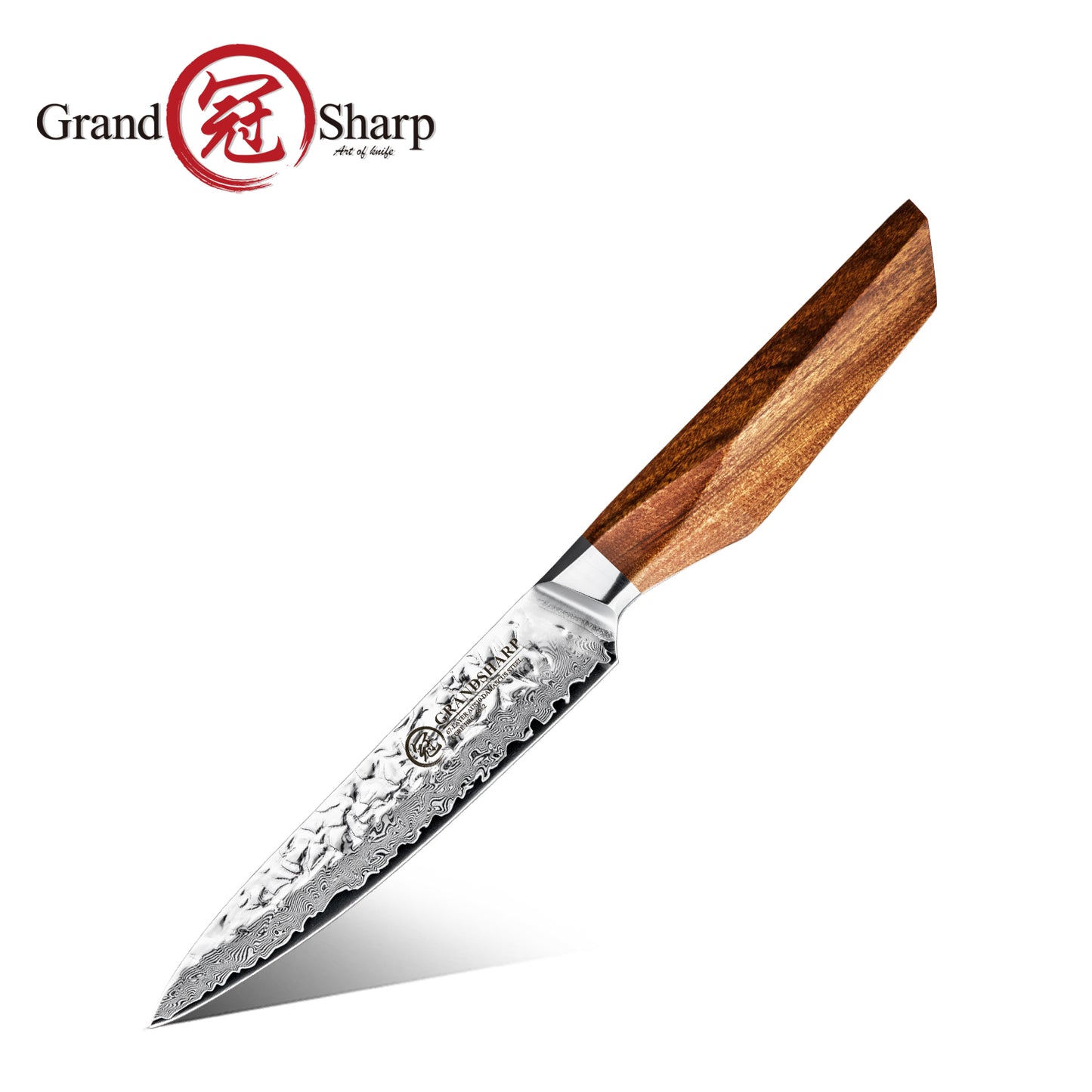 Grandsharp Custom Rose Wood Handle Damascus Utility Knife