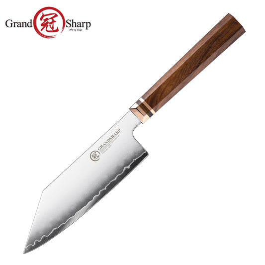 Grandsharp Bunka Prep Knife in Japan ZDP-189 San Mai Steel with Mkuruti Wood Handle
