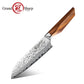 Grandsharp Custom Rose Wood Handle Damascus Santoku Knife