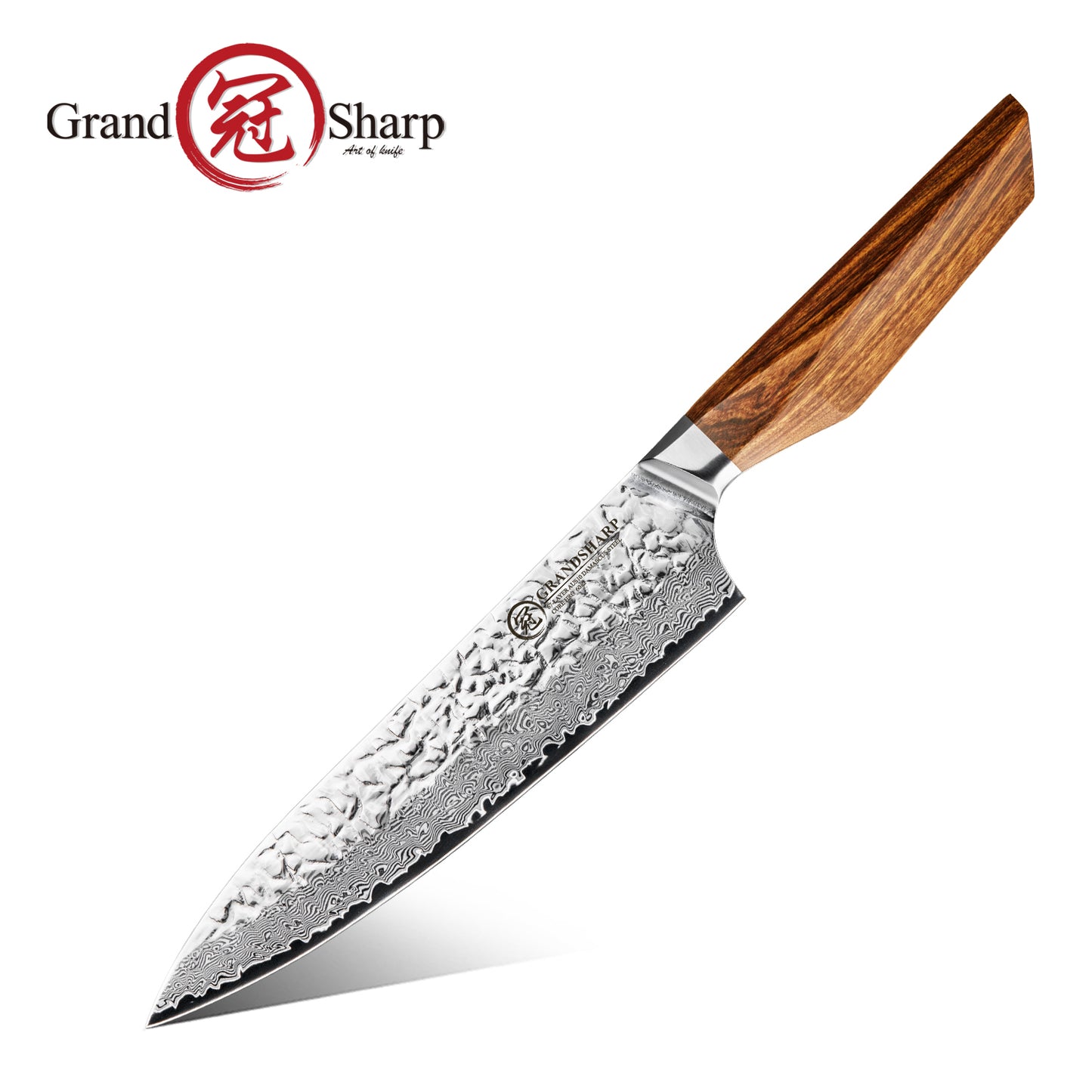 Grandsharp Custom Rose Wood Handle Damascus Chef Knife