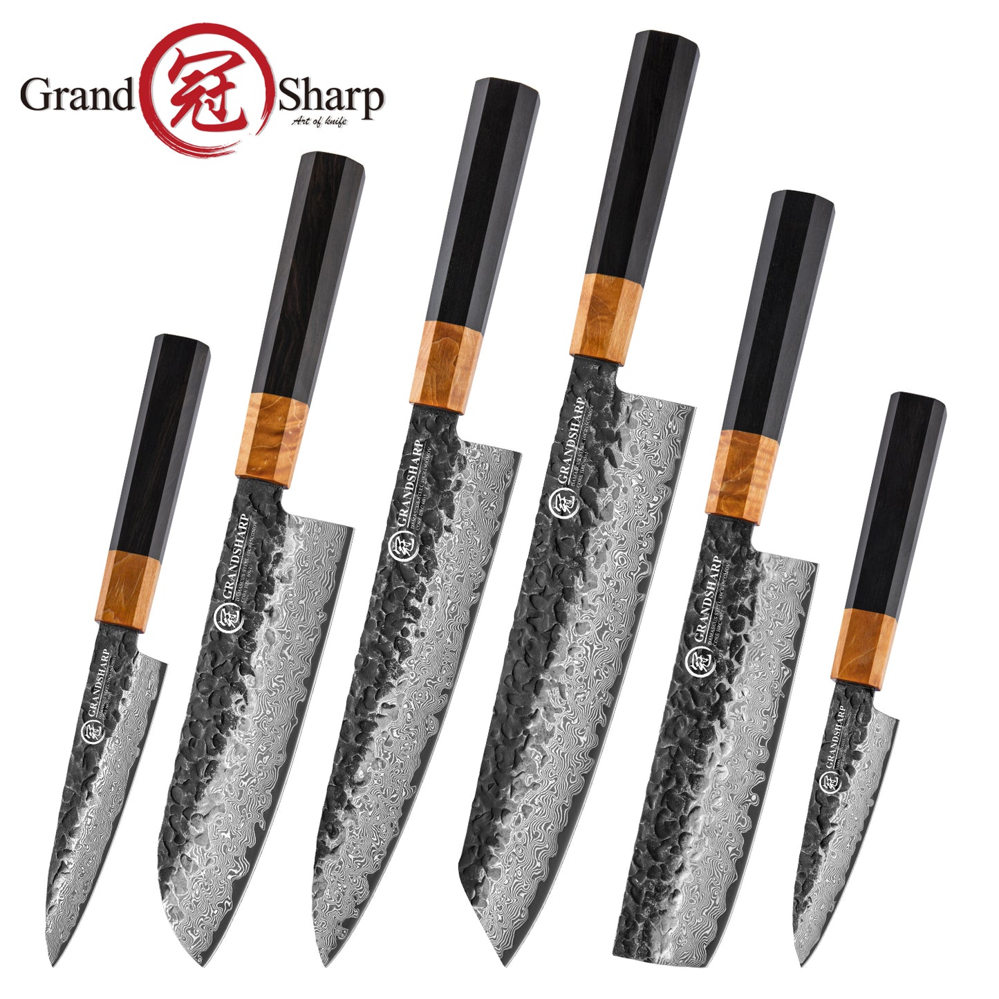 Grandsharp Kitchen Chef Knife Sets 67 Layers Damascus Steel Chef Kiritsuke Santoku Cooking Damascus Knives &Wood Handle