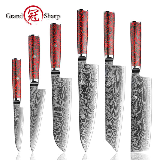 Grandsharp S35VN Damascus Kitchen Chef Knife Set