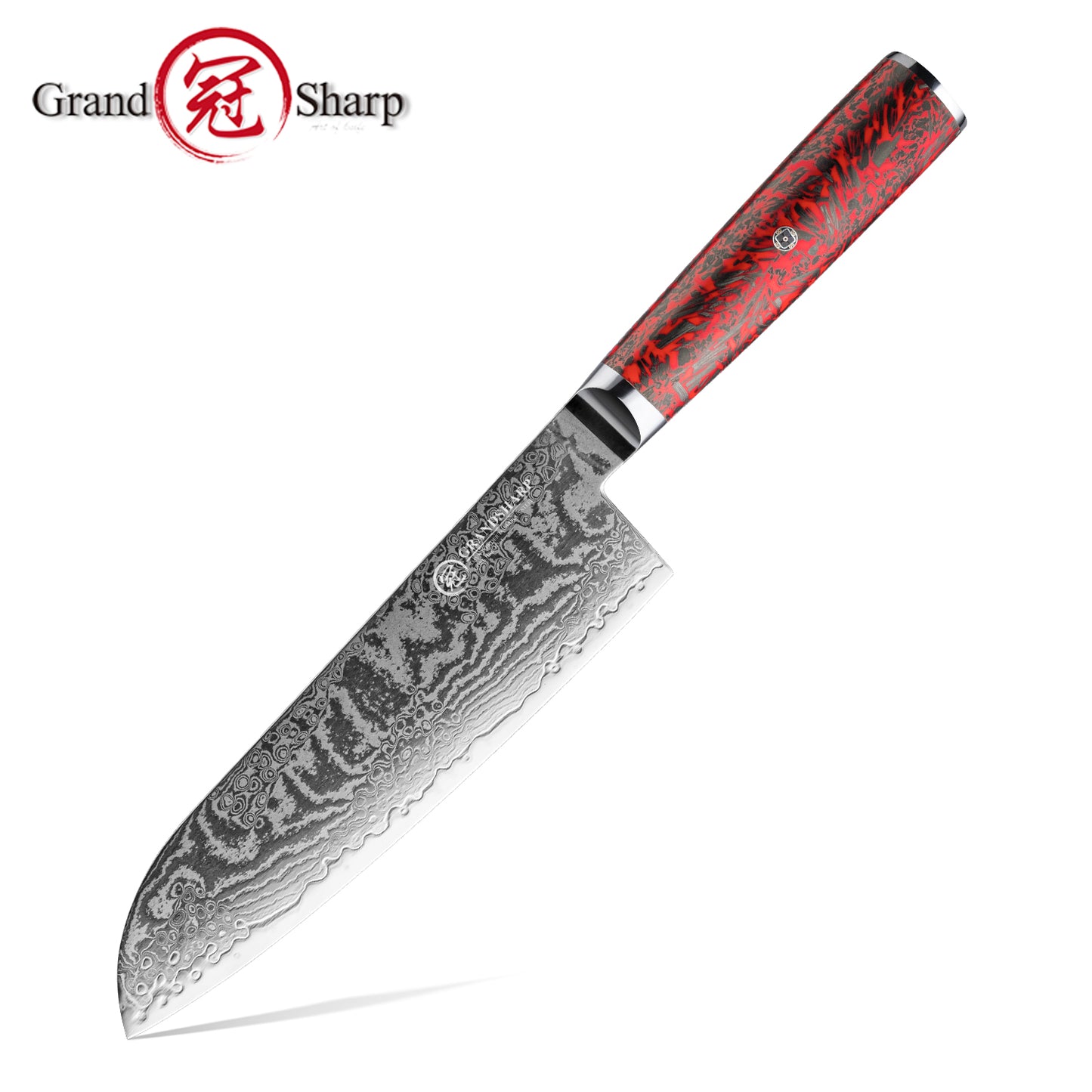 Grandsharp S35VN Damascus Santoku Knife