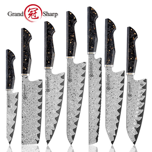 Grandsharp AUS-10 Damascus New Blade Technique Professional Kitchen Knife