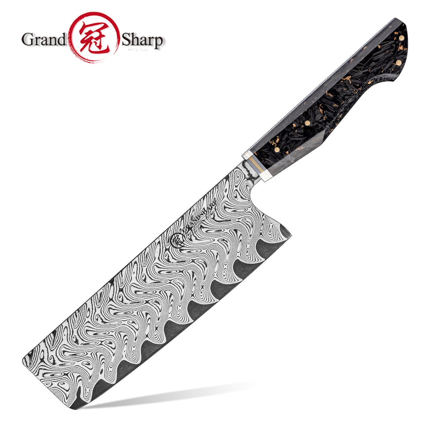 Grandsharp AUS-10 Damascus Nakiri Knife New Blade Technique