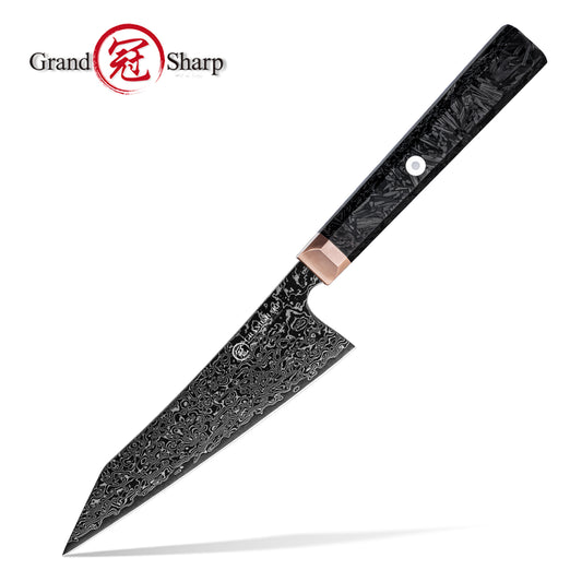 Grandsharp Black Damascus Utility Garasuki Knife
