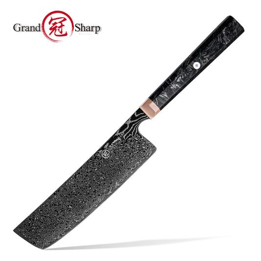 Grandsharp Black Damascus Nakiri Knife