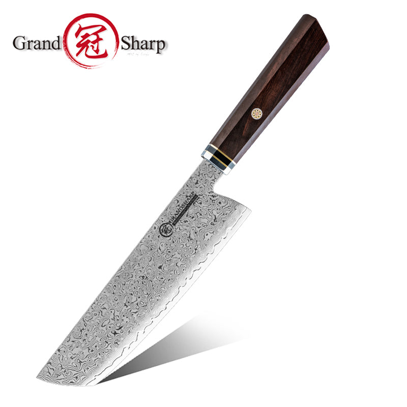 Grandsharp Ebony Handle 10Cr15CoMoV Damascus Kitchen Knife Collection