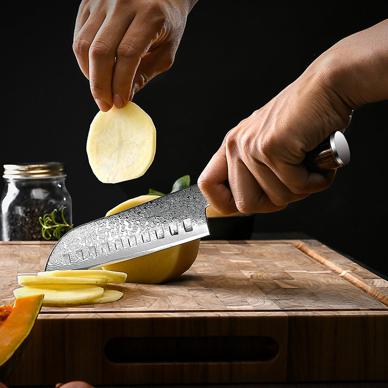 Grandsharp Custom Damascus Steel Santoku Knife