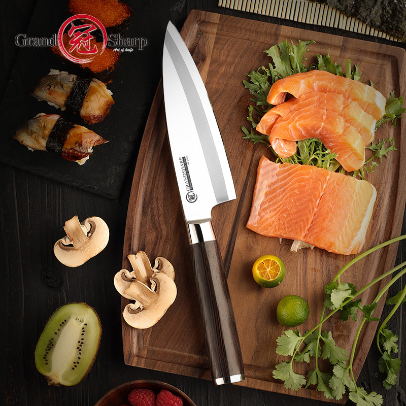 Grandsharp 5Cr15MoV Deba Knife with Wenge Wood Handle