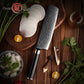 Grandsharp Black Handle 10Cr15CoMoV Damascus Nakiri Knife