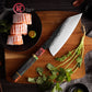 Grandsharp 7 Inch Handmade Forged 3 Layers AUS10 Steel Krirtsuke Knife Solidified Wood Handle