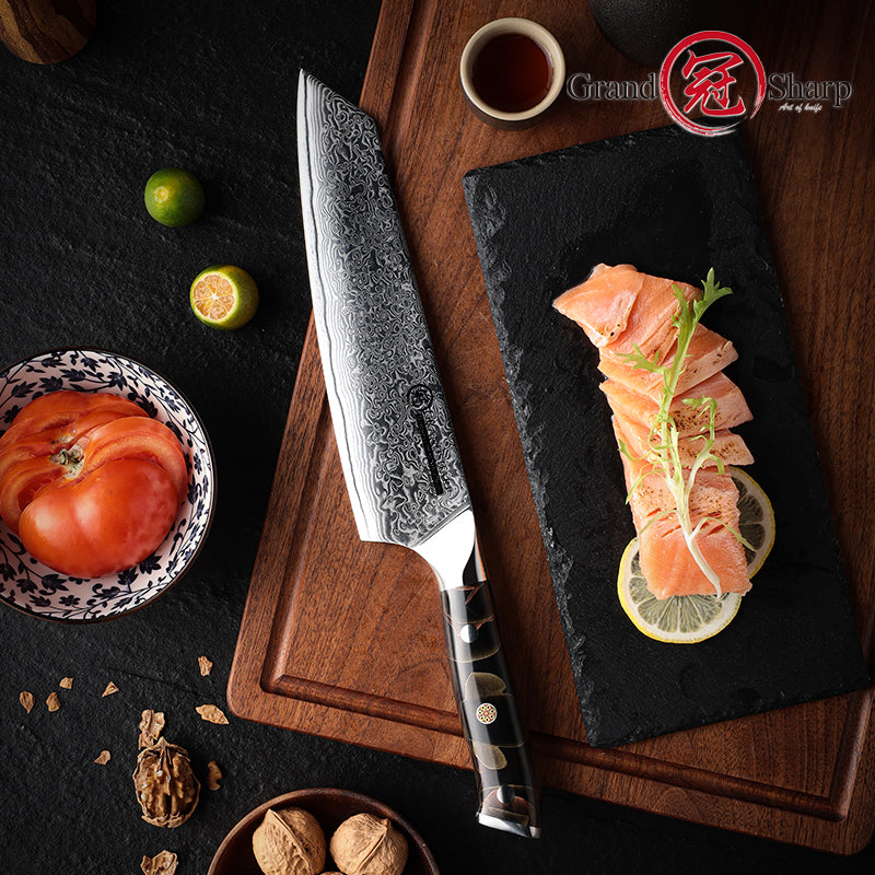 Grandsharp 10Cr15CoMoV damascus kiritsuke chef knife