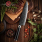 Grandsharp Black Handle 10Cr15CoMoV Damascus Chef Knife