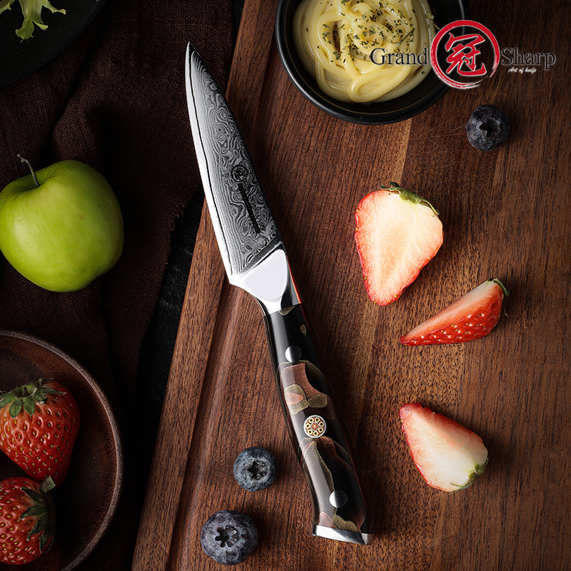 Grandsharp 10Cr15CoMoV damascus fruit paring knife