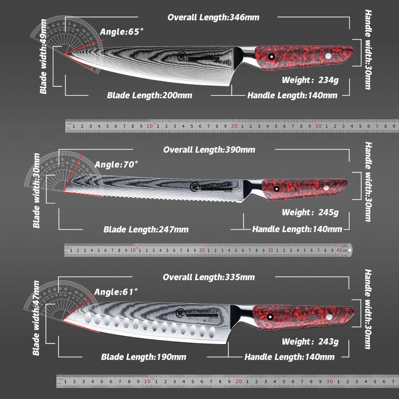 Grandsharp 67 Layers Damascus Kitchen Chef Knife Collection