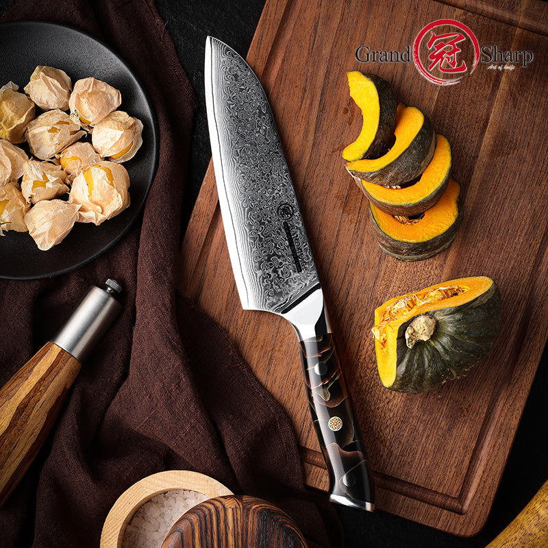 Grandsharp 10Cr15CoMoV damascus santoku knife