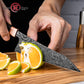 Grandsharp 5.5 Inch Kitchen Bunka Knife Japanese 67 Layers Damascus Steel Kitchen Chef Bunka Black Knife Carbon Fiber Handle