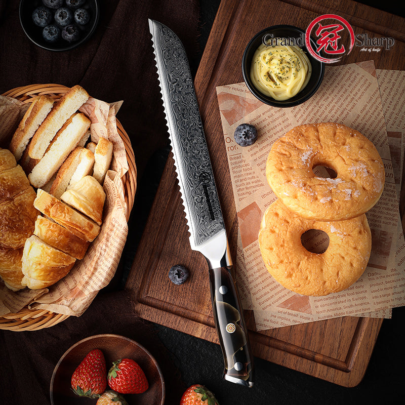 Grandsharp 10Cr15CoMoV damascus bread knife
