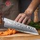 Grandsharp 67 Layers S35VN Damascus Steel Kiritsuke Knife Carbon Fiber Red Risen Handle
