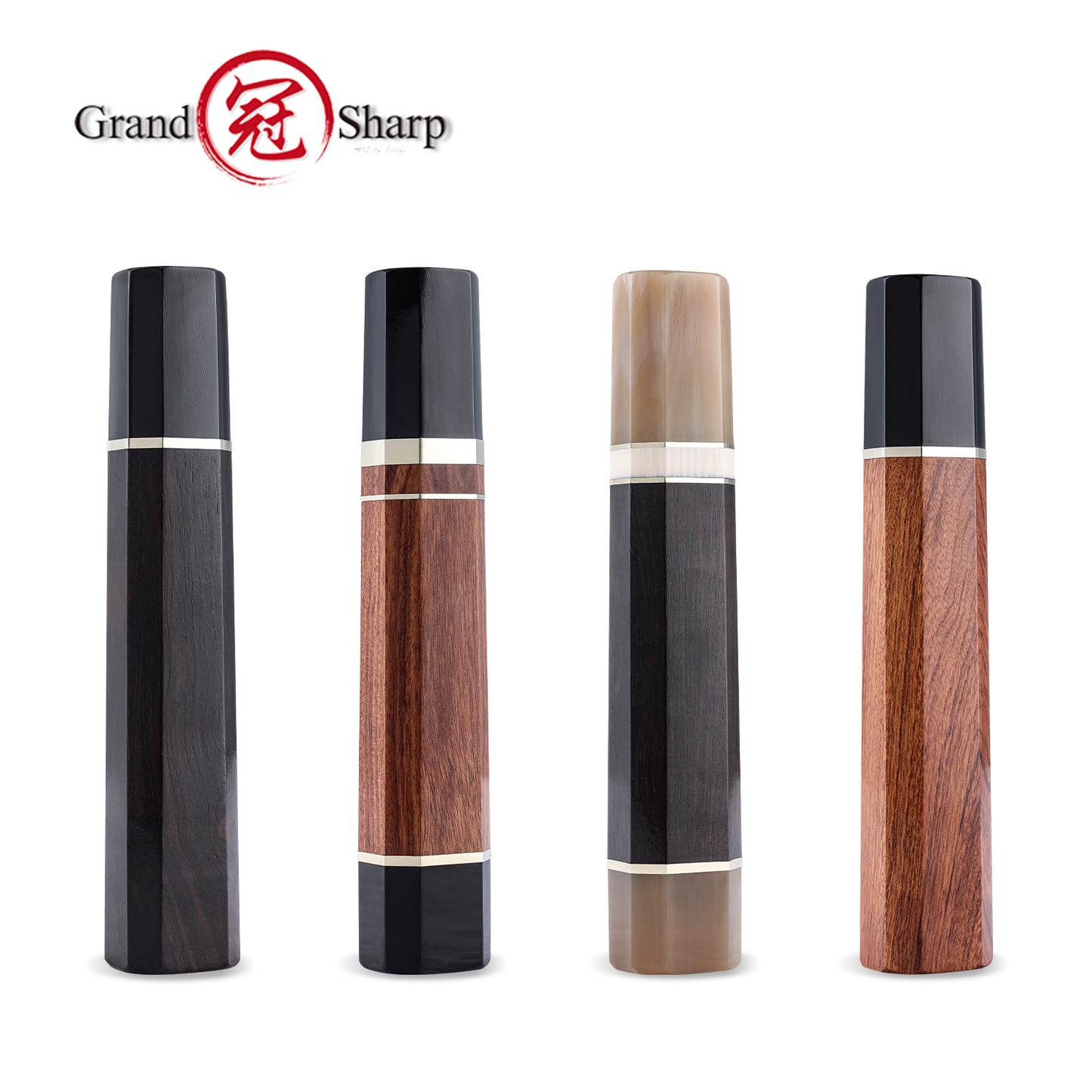 Grandsharp DIY Handle of Part Tang Knife Ebony Wood Buffalo Horn Desert Ironwood Handle Bars