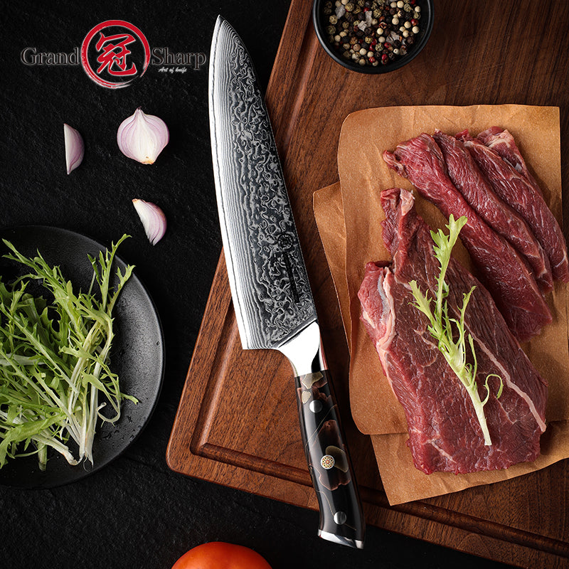 Grandsharp 10Cr15CoMoV damascus chef knife