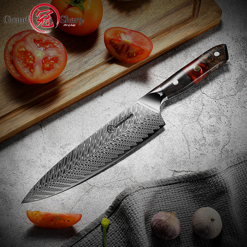 Grandsharp Wholesale 8 Inch Professional Damascus Chef Knives AUS10 High Carbon Steel
