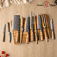 Grandsharp Custom Olive Wood Handle Damascus Kitchen Knife Collection