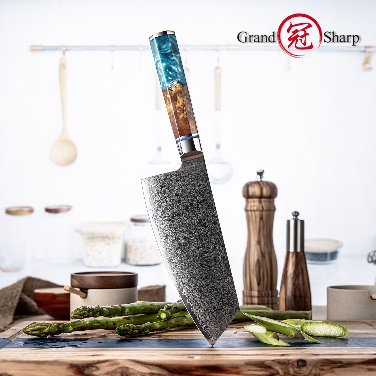 6.7 Inch Kitchen Knife Chopping Cleaver Resin Stabilized Handle 67 Layers Meat Butcher Knives Damascus Steel Chef Cleaver Knives