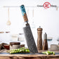 7'' Nakiri Knives High Carbon Blue Resin Handle Vegetable Cutter Chef Kitchen 10CR15MOV Damascus Steel Nakiri Knife