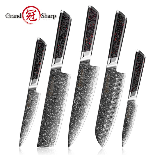 Grandsharp New 129 Layers 10Cr15CoMoV Damascus Kitchen Knife Collection