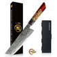 Grandsharp Damascus Chef Knife Sets Japanese Chef Santoku Utility Nakiri Kiritsuke Knives Set Red Resin and Solid Wood Handle