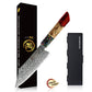 Grandsharp Damascus Chef Knife Sets Japanese Chef Santoku Utility Nakiri Kiritsuke Knives Set Red Resin and Solid Wood Handle