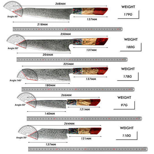 Grandsharp 10Cr15CoMoV Damascus Kitchen Knife Collection