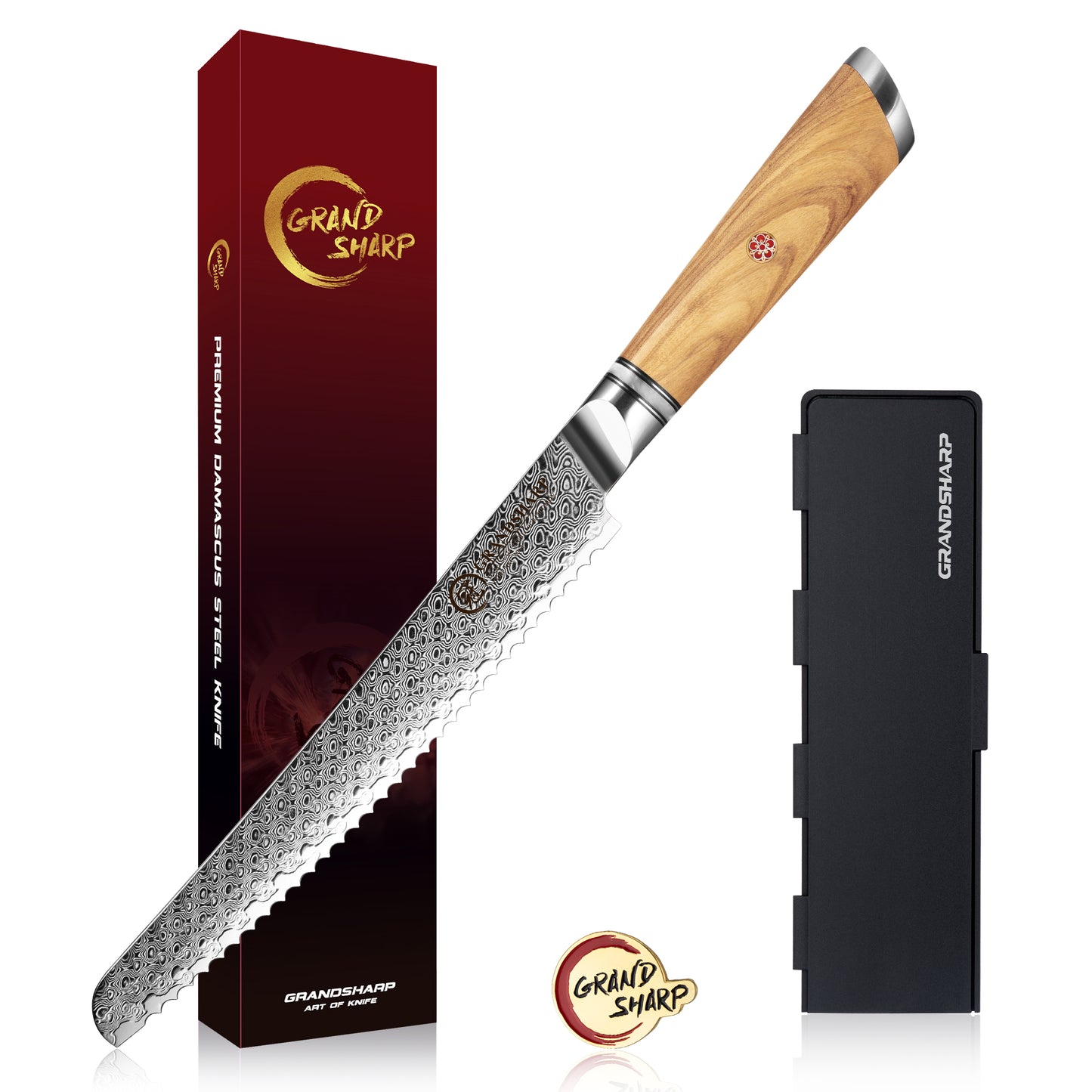 Grandsharp Damascus Steel Set Damascus AUS 10 Chef Knife Santoku Utility Paring Cleaver Kitchen Knife Collection