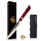 Grandsharp 55 Layers Copper Damascus Steel Kitchen Chef Knife Set Santoku Utility Knives Red Resin Carbon Fiber Handle