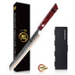 Grandsharp 8'' Japanese Kitchen Bread Knife 55 Layers Copper Damascus Steel Bread Kitchen Knife Red Resin Carbon Fiber Handle