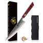 Grandsharp 8''Chef Knife 55 Layers Copper Damascus Steel Kitchen Knife Red Resin Carbon Fiber Handle Professional Cooking Tool