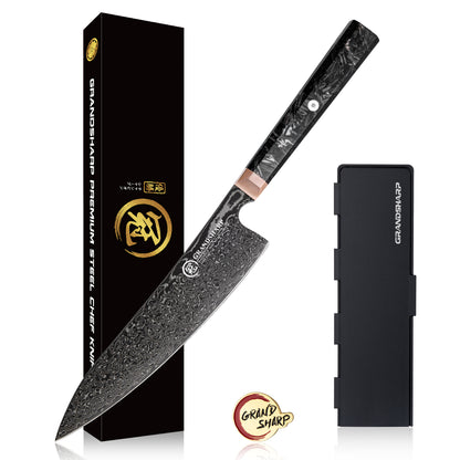 Grandsharp Kitchen Black Chef Knife Set Japanese 67 Layers Damascus Steel Kiritsuke Nakiri Bunka Knives Sets Carbon Fiber Handle