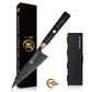 Grandsharp 5.5 Inch Kitchen Bunka Knife Japanese 67 Layers Damascus Steel Kitchen Chef Bunka Black Knife Carbon Fiber Handle