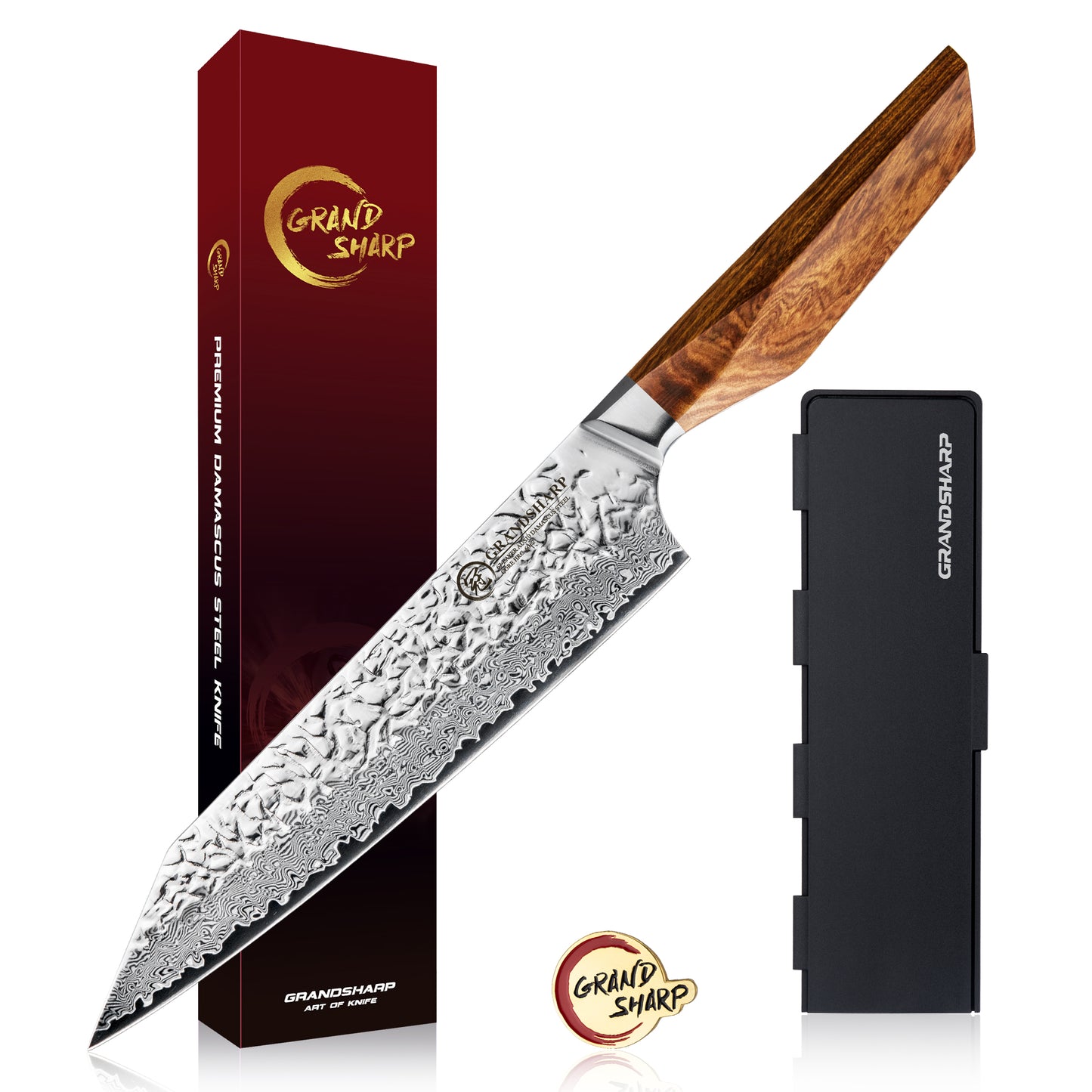 Grandsharp Premium 1-5pcs Damascus Kitchen Knife Set 67 Layers AUS-10 Cutting Core Africa Rose Wood Handle Meat Food Cutter