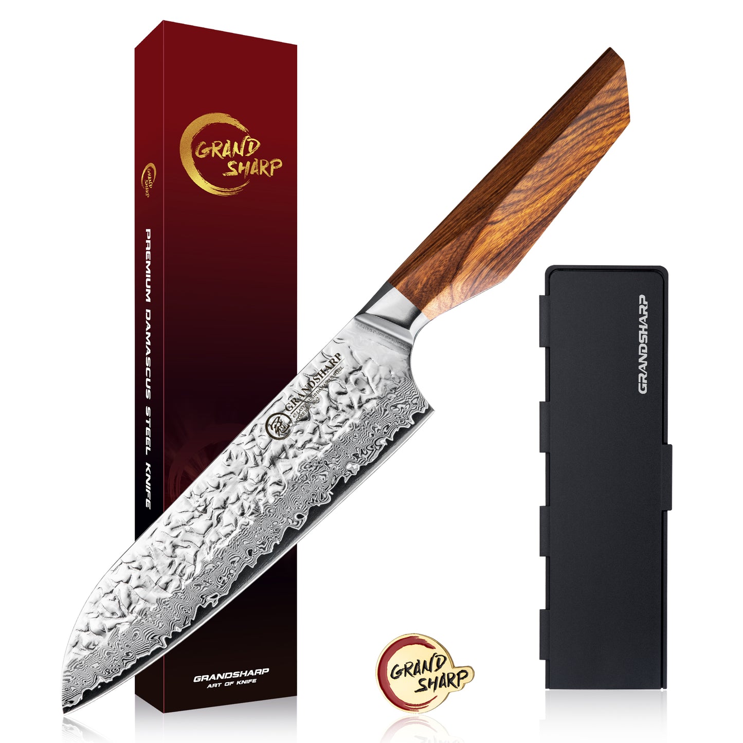 Grandsharp Premium 1-5pcs Damascus Kitchen Knife Set 67 Layers AUS-10 Cutting Core Africa Rose Wood Handle Meat Food Cutter