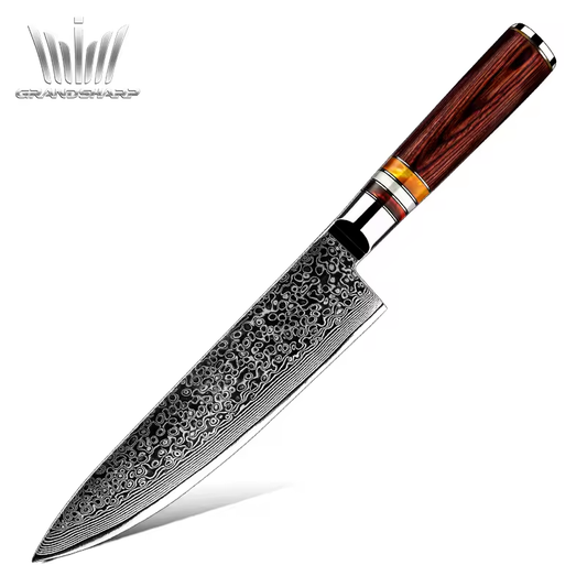 Grandsharp Japanese 67 Layers Damascus Steel Sharp Kitchen Knife Chef Knife Gyuto Cooking Knife With Pakkawood Handle