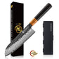 Grandsharp 67 Layers Damascus Steel Santoku Knife 7 Inch Japanese Carbon Steel Santoku Knife with Ebony & Solidified Wood Handle