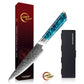 Grandsharp 5 Inch 129 Layers Damascus Steel Utility Knife 10cr15mov Cutting Core Damascus Utility Knives with Blue Resin Handle