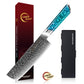 Grandsharp Damascus 7 Inch Nakiri Knife 129 Layers Japanese High Carbon Damascus Steel Nakiri Knives with Blue Resin Handle
