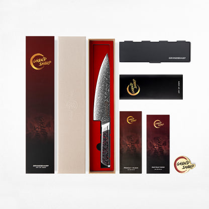 Grandsharp 1-5pcs Kitchen Knife Set 129 Layers 10Cr15MoV Core Damascus Steel Carbon Fiber&Resin Handle For Cutting Fruits Meat